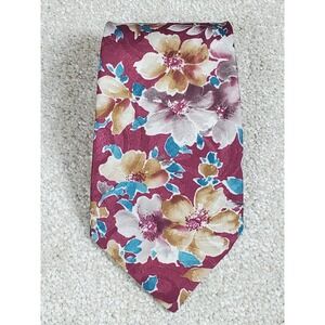 Adam's Row Men's Neck Tie  Maroon Floral Polyester 59"